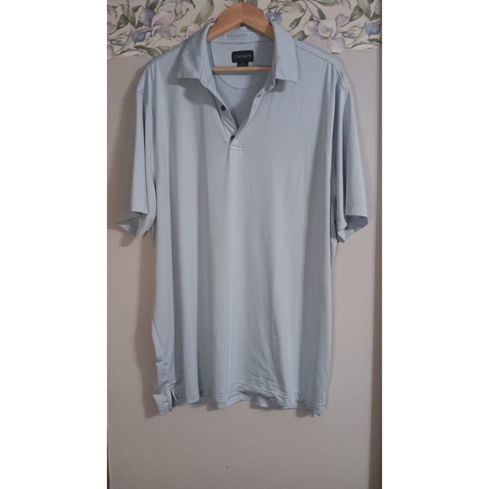 Chase 54 2XL Drift Blue Strip Stretch Athleisure Active Golf Work Polo Shirt